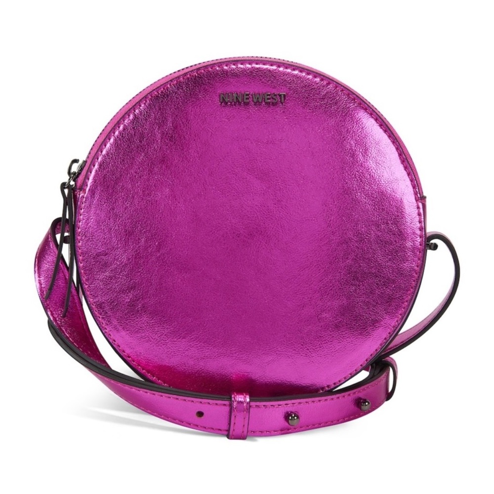 Nine West Round About Mini Metallic Pink Crossbody
